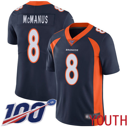 Youth Denver Broncos #8 Brandon McManus Navy Blue Alternate Vapor Untouchable Limited Player 100th Season Football NFL Jersey->youth nfl jersey->Youth Jersey